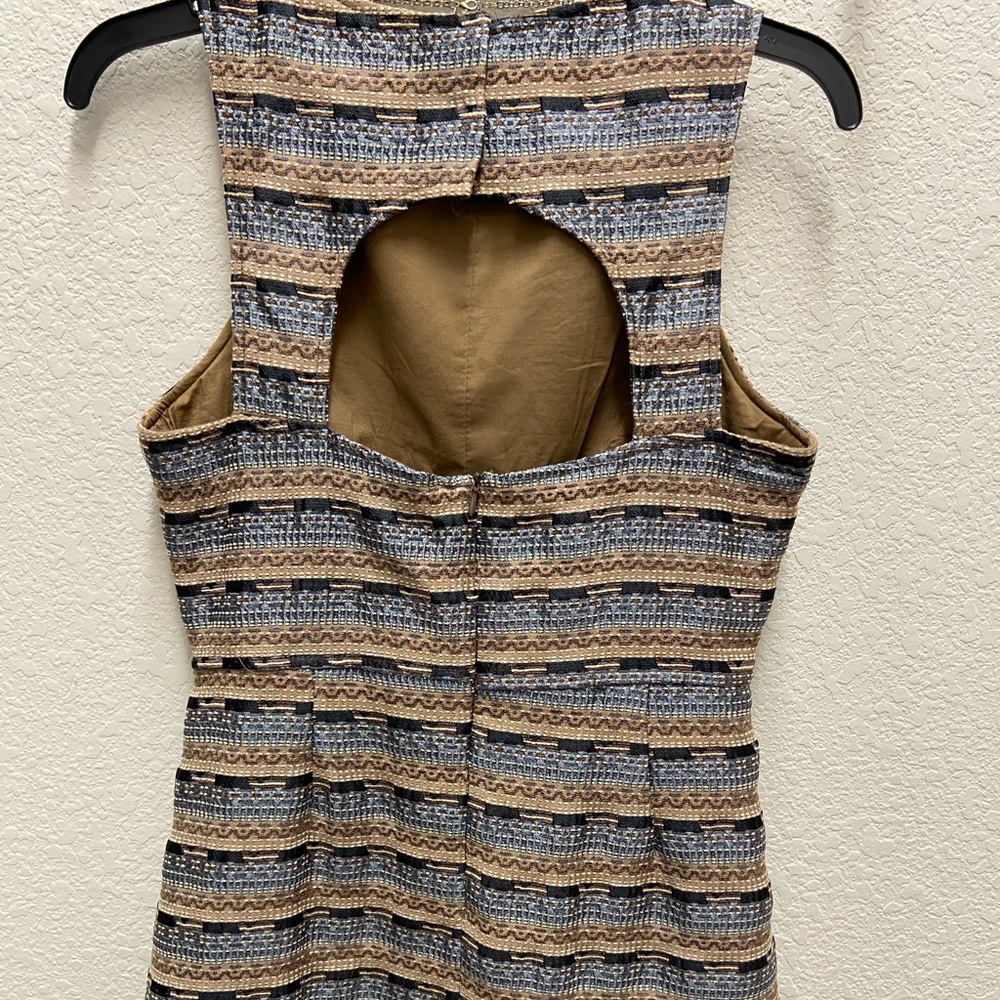 Esley blue & brown embroidered stitch dress | M - Picture 4 of 8